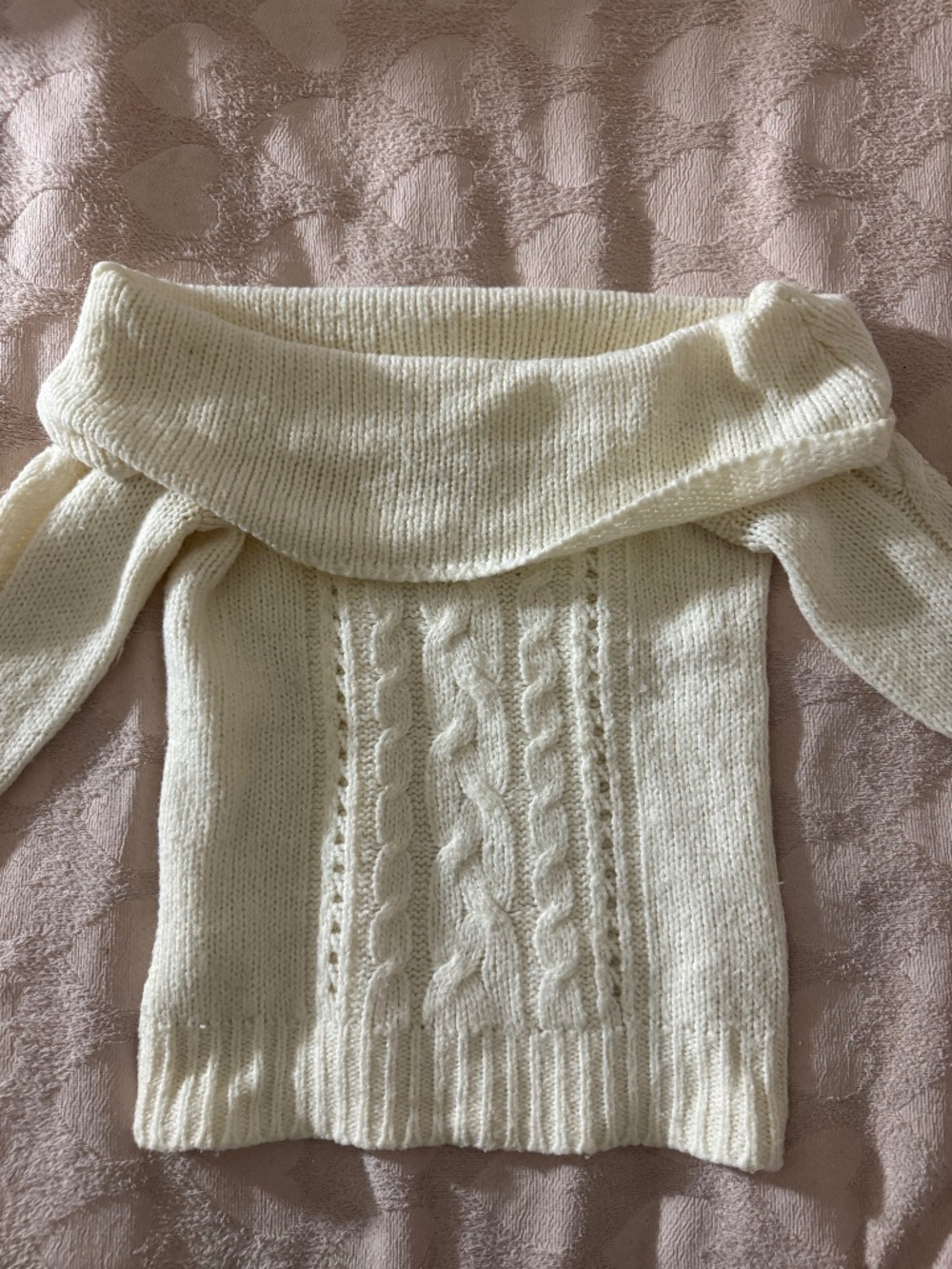 y2k vintage hollister snow bunny winter wear off the shoulder sweater
